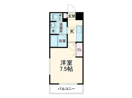 ニューアローズM3(1K/4階)の間取り写真