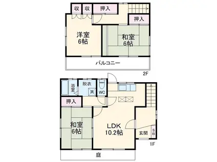 小田急電鉄江ノ島線 湘南台駅 バス乗車時間:10分 城下バス停で下車 徒歩2分 2階建 築36年(3LDK)の間取り写真