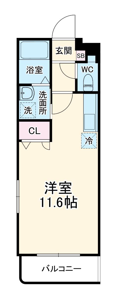 ジェミナイ(ワンルーム/1階)の間取り写真