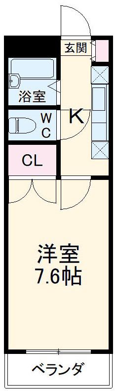 ロイビル武蔵小杉(1K/6階)の間取り写真