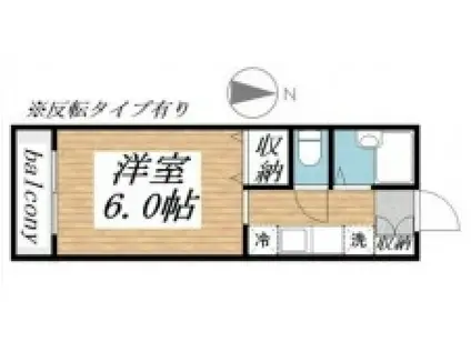 ゴーウェル山都小路(1K/2階)の間取り写真