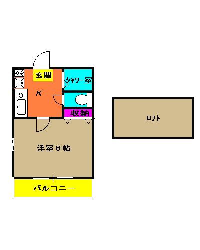 ヴィラセントラル(1K/2階)の間取り写真