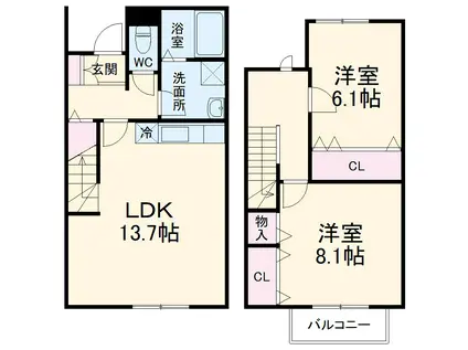 リーブル 洒落B(2LDK)の間取り写真