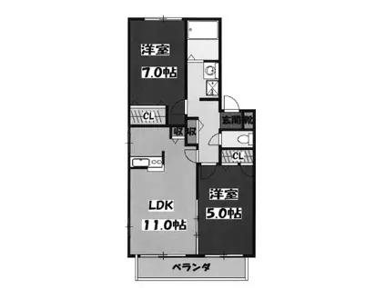 プレミール・コート(2LDK/2階)の間取り写真