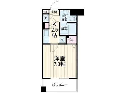 ヴィルヌーブ(1K/5階)の間取り写真