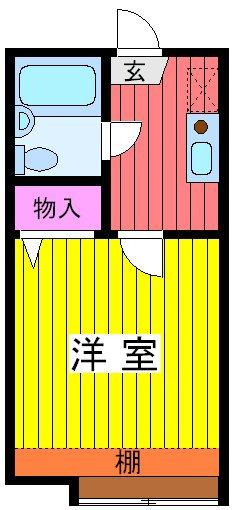 アネックスⅢ(1K/2階)の間取り写真