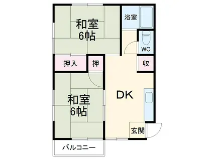 ハウス秋山A棟(2DK/1階)の間取り写真