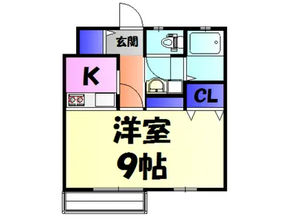 フェリーチェ検見川(1K/2階)の間取り写真