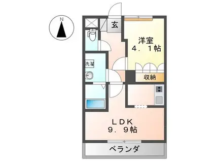 ヴァンベール(1LDK/1階)の間取り写真