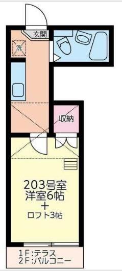 レオパレス21三ッ沢上町第2(1K/2階)の間取り写真