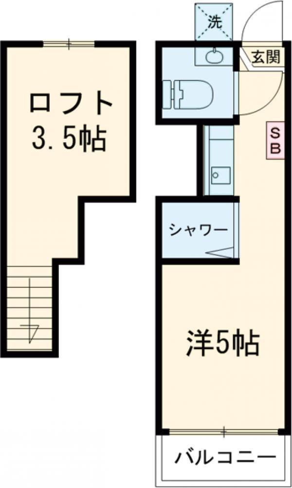 東京都新宿線 一之江駅 徒歩14分 2階建 築39年(ワンルーム/1階)の間取り写真