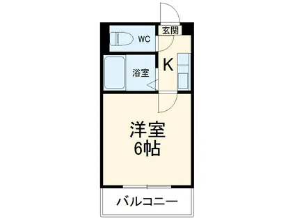 ジュネス富が丘(1K/3階)の間取り写真