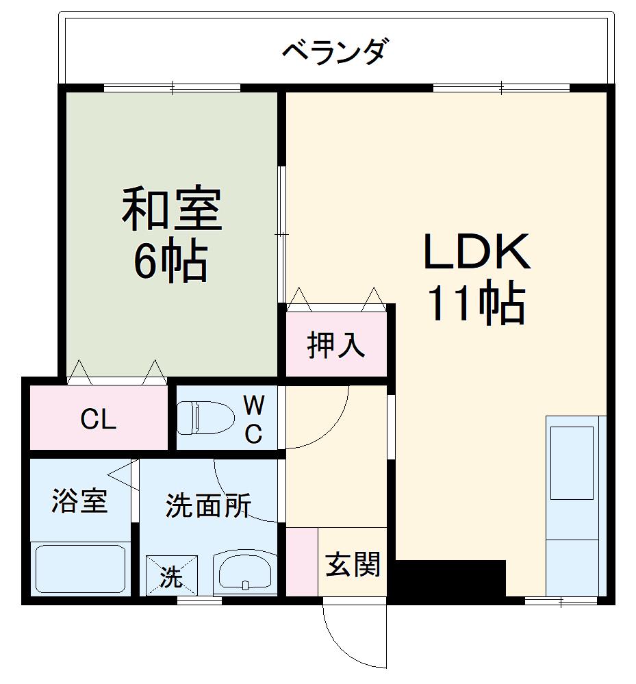 メーゾン清水(1LDK/1階)の間取り写真