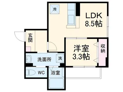 ファビュラス(1LDK/1階)の間取り写真