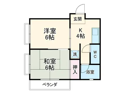 クレール五番館(2DK/1階)の間取り写真