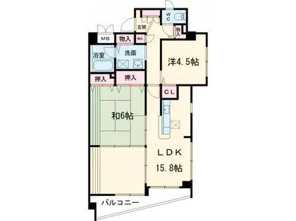 カトルセゾン(2SLDK/1階)の間取り写真