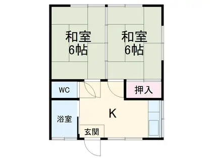 渡辺荘(2DK/2階)の間取り写真