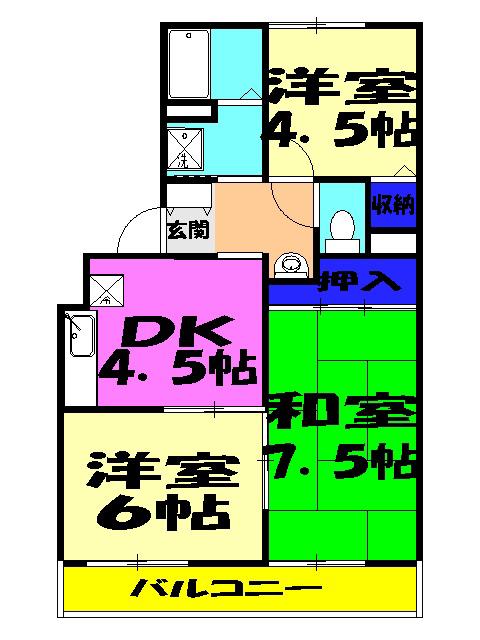 ボア・クレールB(3DK/2階)の間取り写真