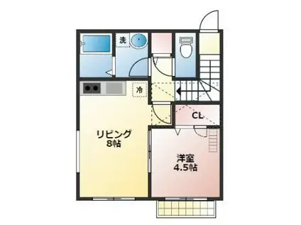 STABLE (1LDK/2階)の間取り写真