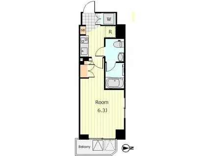 グランカーサ浦安(1K/6階)の間取り写真