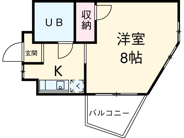 OS・SKYマンションⅡ藤ヶ丘(1K/3階)の間取り写真