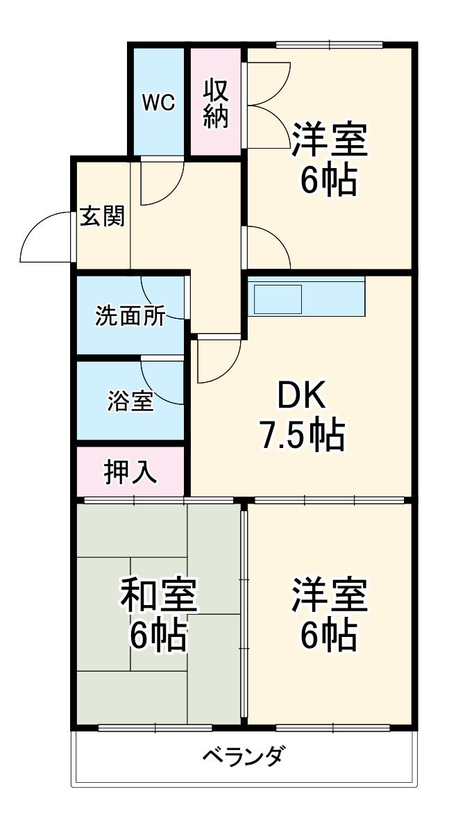 シェマリー香南(3LDK/2階)の間取り写真