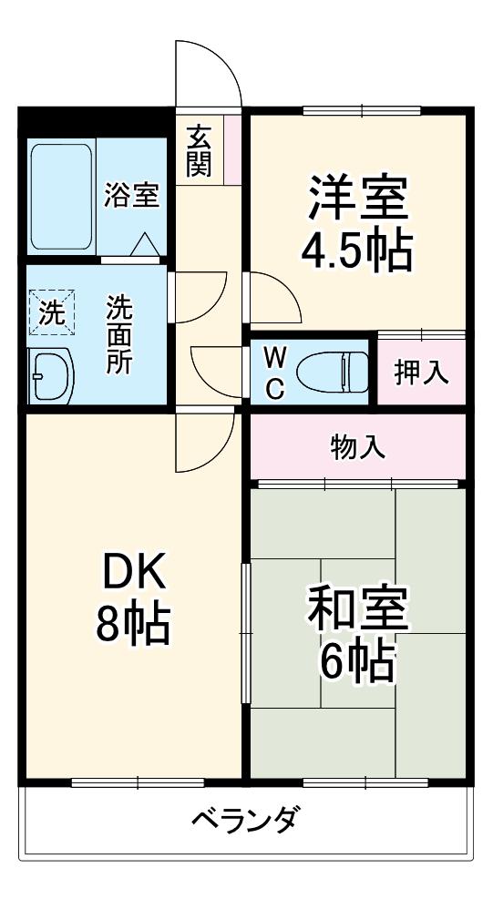 シェマリー香南(2LDK/4階)の間取り写真
