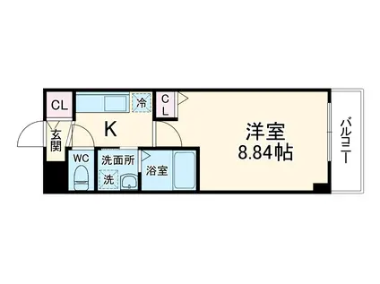 ベルレジデンス(1K/3階)の間取り写真