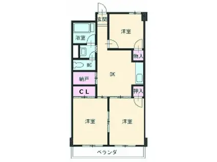 コーポ奥村(3DK/2階)の間取り写真