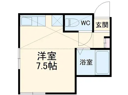 ヒルサイドテラス山手A棟(ワンルーム/2階)の間取り写真