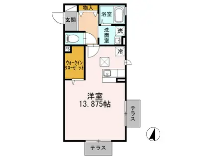 リベラ湘南(ワンルーム/1階)の間取り写真