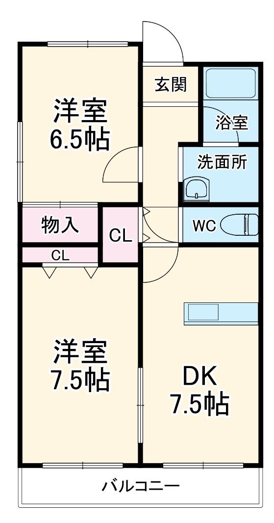 エストA(2DK/2階)の間取り写真