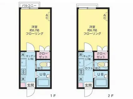 エストールⅢ(1K/2階)の間取り写真