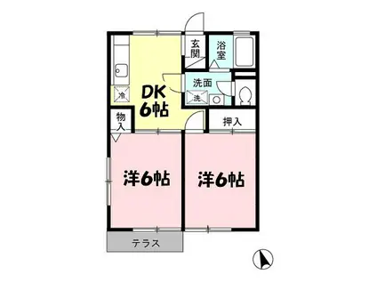 エスポワールⅡ(2DK/1階)の間取り写真