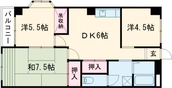 第2プラムフラワーガーデン(3DK/3階)の間取り写真