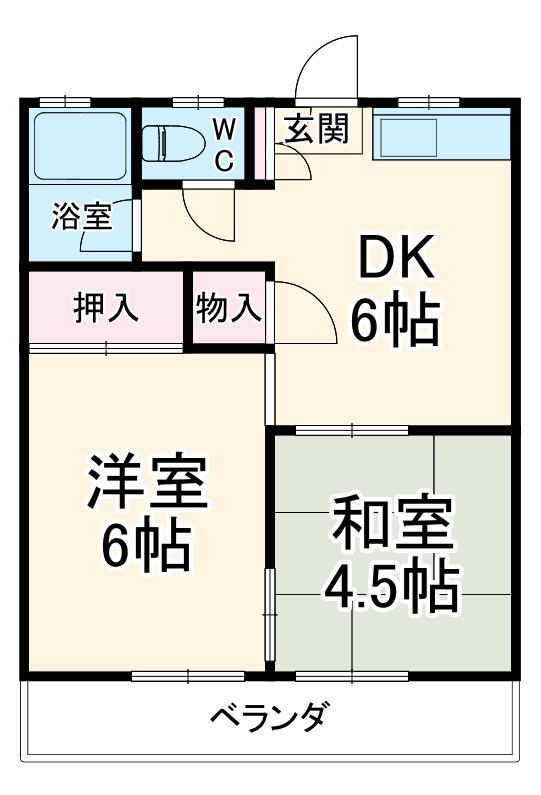鍵山ハイツ(2DK/2階)の間取り写真
