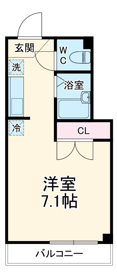 エスポワール(ワンルーム/3階)の間取り写真