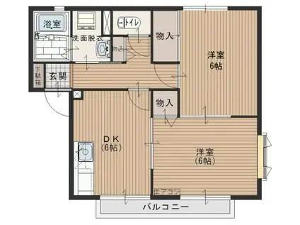 フットヒルA(2DK/1階)の間取り写真