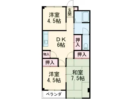 第2プラムフラワーガーデン(3DK/3階)の間取り写真