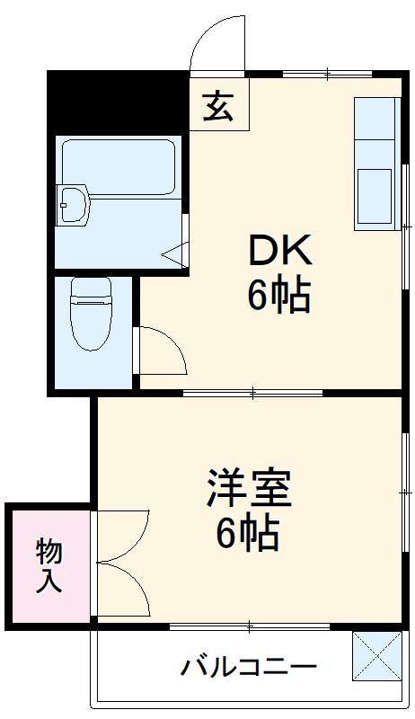 市ヶ尾ガーデニア(1DK/3階)の間取り写真
