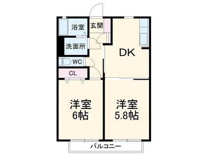 エスパシオ A(2DK/1階)の間取り写真