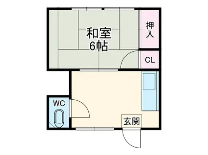 元木荘(1DK/1階)の間取り写真