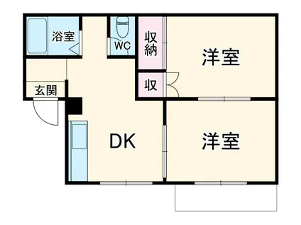 コーポ駅北Ⅰ(2DK/2階)の間取り写真