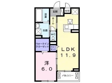 AFCレジデンス・Ⅱ(1LDK/1階)の間取り写真