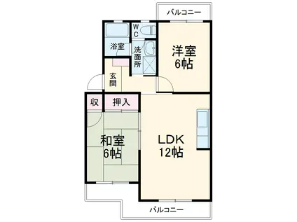 アーバンライフ YUI(2LDK/1階)の間取り写真