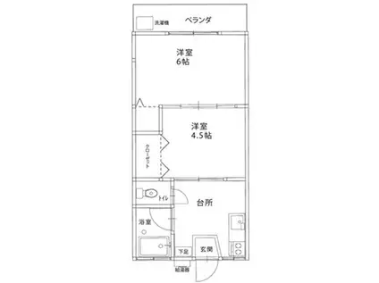第二ヒルズハウス(2K/2階)の間取り写真