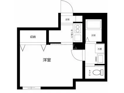 ゼニーヴ上高田Ⅱ(1K/1階)の間取り写真