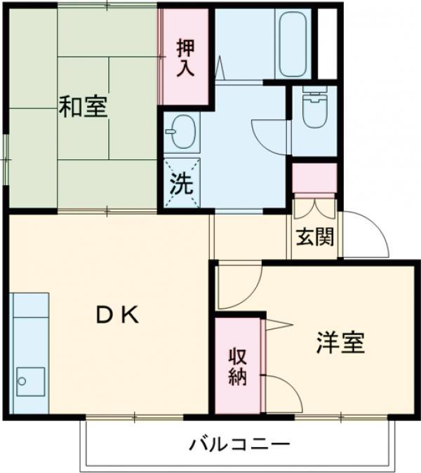 フォンテーヌT&HB棟(2DK/1階)の間取り写真