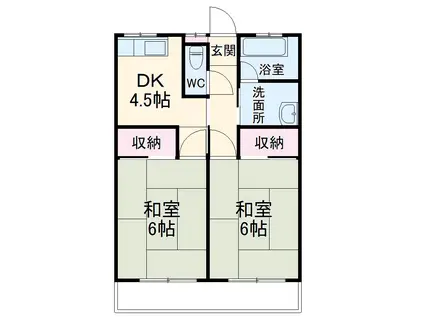 コーポ片柳(2DK/2階)の間取り写真