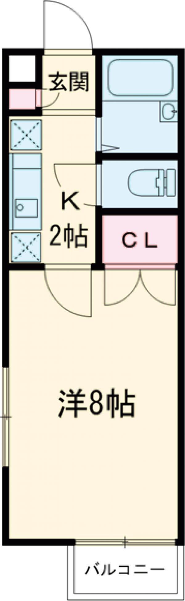 肥州フラッツ(1K/2階)の間取り写真